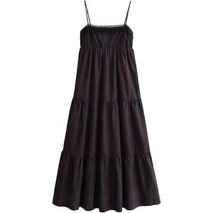 ZARA | Tiered Poplin Flowy Spaghetti Strap Dress